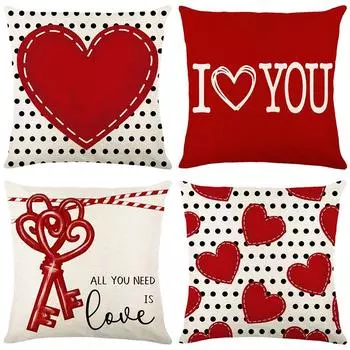 Valentine s Day Pillow Cover Love Pillow Cover Living Room Sofa Decoration Pillow Cover Linen 45*45cm JYM395-1
