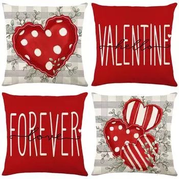 Valentine s Day Pillow Love Pillow Cover Decorative Sofa Pillow Linen Printed Home Pillow Cover 45*45cm JYM398-1