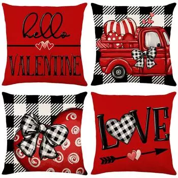 Valentine s Day Pillow Red Love Print Cushion Linen Pillow Pillow Home Pillow Cover Pillow Cover 45*45cm JYM388-1