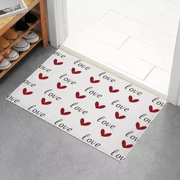 Valentine s Day welcome door mat, heart-themed non-slip polyvinegar flannel, machine washable, antifouling and waterproof, low f 40cmx60cm