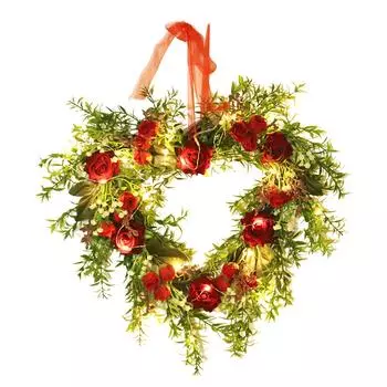 Valentine s Day Wreath Decoration Artificial Rose Ribbon Wreath Heart Shaped Simulated Spring