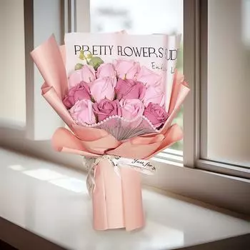 Valentine Soap Roses Bouquet Unique Valentine s Day Gifts Home Artificial Flower Bouquet for Friend Family Boyfriend Mom Wife розовый