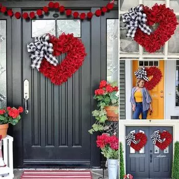 Valentines Day Decor - Wreaths For Front Door Outside 17in Valentine Decorations For The Home One Size