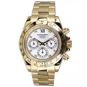 VALENTINO DOMANI Часы хронограф цирконий золото GOLD VD005GW мужские золотой