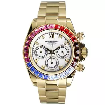 VALENTINO DOMANI Часы хронограф цирконий золото GOLD VD006MUW мужские золотой
