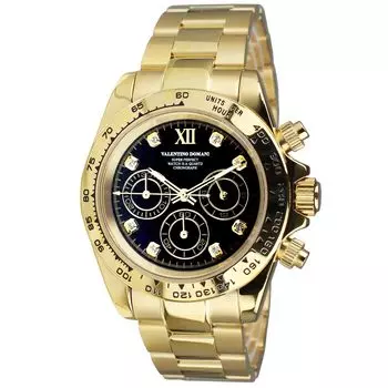 VALENTINO DOMANI Часы Хронограф Цирконий Золото GOLD VD005GB Мужские золотой