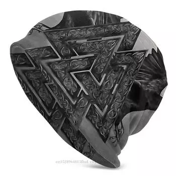Valknut символ и вороны капот Homme уличная вязаная шапка Viking Skullies шапочки шапки для унисекс женские стильные хлопковые шапки One Size