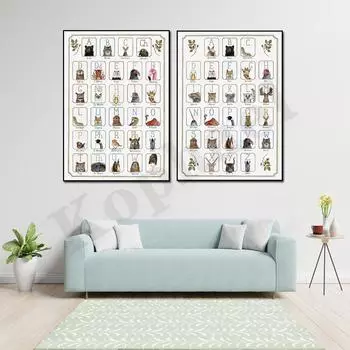 Валлийский иллюстрированный английский алфавит с милыми животными, алфавит для детей, образование, детский настенный художественный постер 21cm30cm NoFrame