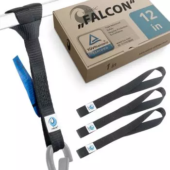 valonic Falcon - Soft Loop Tie Down Straps - 4 Pack, 4400 lbs, 1 x 12 , Double Stitched, Black - for Motorcycle Handlebars