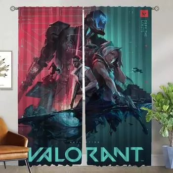 Valorant Оконная Штора для Комнаты 2 Панельные Шторы Детская Комната Хэллоуин Украшения Раздел Домашний Интерьер Шторы Оттенки Гостиная W50xH70cmx2pcs-CL
