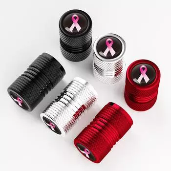 Valve Stem Cap 4PCS Aluminum Alloy Pink Ribbon Auto Wheel Air Valve Cap Tire Valve Cover Stem Covers For Cars Trucks Motorcycles чёрный
