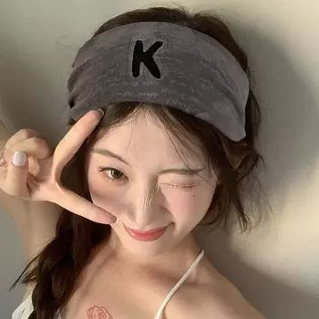 VALVOELITE wide edge sports headband women s casual alphabet headscarf sweat-absorbing breathable yoga headband fitness headband серый