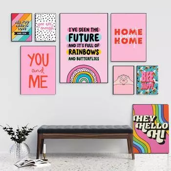 Вам достаточно красочный плакат с цитатами, см. будущее, Радуга, иллюстрация, принт, настенная живопись на холсте для гостиной, современный дом 21x30cm No Framed белый