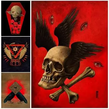 Вампир и роза, настенная живопись на холсте, иллюстрация Уроборос, колдовство и магия, постер и принт, домашний декор, без рамки 21*30cm