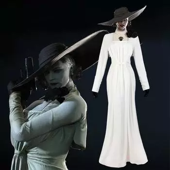 Вампир Мадам Альсина Димитреску Косплей Вампир Леди Платье Злая Деревня Косплей Костюм Хэллоуин Вечеринка XS