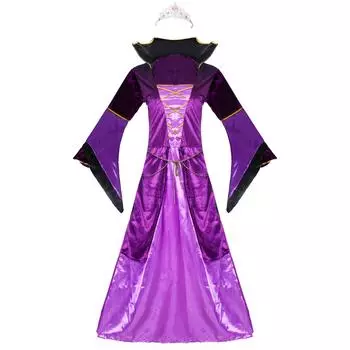 Костюм королевы магии вампира, костюм на Хеллоуин, женский взрослый костюм, костюм ведьмы для косплея one size fits all фиолетовый