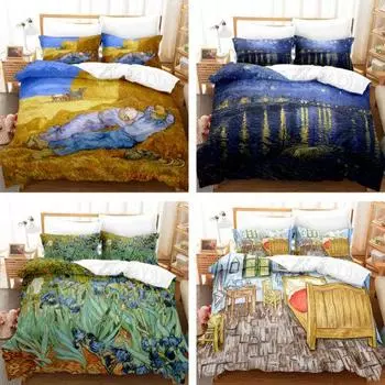 Ван Гог Картина Маслом Искусство Пододеяльник Наволочка Постельные Принадлежности Пододеяльник Один Король Single 135x200cm