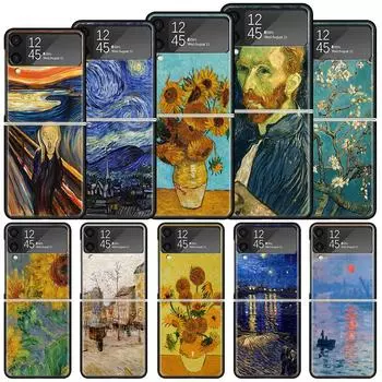 Ван Гог картина маслом противоударный жесткий чехол для Samsung Galaxy Z Flip 4 3 5G чехол для телефона Z Flip3 Flip4 черный Fundas Matte She Samsung Z Flip 4