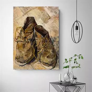 Ван Гог нарисовал пару обуви, холст, настенные постеры, эстамп, гостиную, поп-арт, украшение дома. 21cm30cm NoFrame