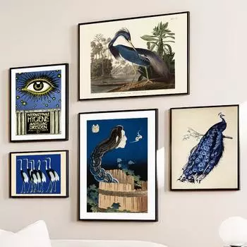 Ван Гог Павлин Журавль Птичьи глаза японская настенная живопись на холсте Плакаты на скандинавскую тему и принты настенные панно для декора гостиной A4 21X30cm No Framed