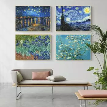 Ван Гог работает подсолнух на холсте, живопись, постеры и принты, абстрактные настенные художественные картины, Куадрос для декора гостиной 21*30cm