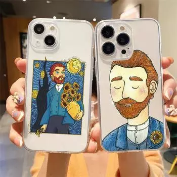 Ван Гог Звездное Искусство Эстетический Роскошный Прозрачный Чехол Для Телефона Для iPhone 15 14 13 12 11 Pro Max XS X XR 7 8 Plus Противоударный Чехол iPhone 7 8 SE