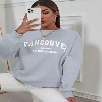 Vancouver Est 1886 Британская Колумбия с буквенным принтом, женская толстовка для творчества, винтажный уличный пуловер с длинными рукавами, женские толстовки S синий