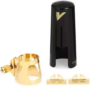 Vandoren LC07P Optimum Ligature и Plastic Cap для альт-саксофона, позолоченные, с 3 сменными нажимными пластинами, черные