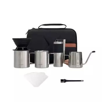 Vandroop Camping Coffee Ручной помол кофе Складной фильтр для кофе Сумка для хранения из нержавеющей стали В комплекте, для отдыха на природе, для путешествий, маленькая, ручная мельница,