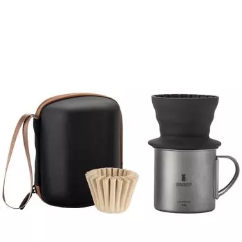 Vandroop Coffee Dripper Titanium Cup Camping Gear Outdoor Coffee Dripper Set for Camping Многоразовый ручной кофейный капельный кофеварочный аппарат V60 с сумкой для хранения чёрный