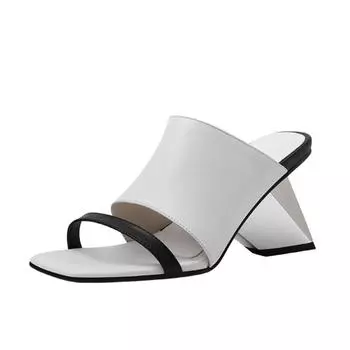 VANGULL/Брендовые женские черные, белые современные шлепанцы, летние уличные тапочки на высоком каблуке, туфли-лодочки из натуральной кожи ярких цветов