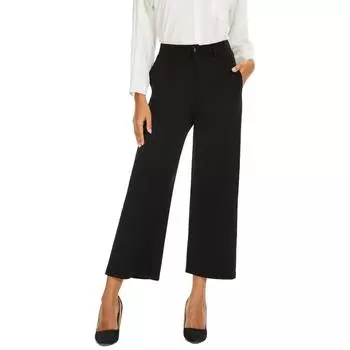 VANGULL Брендовые женские весенне-летние черные эластичные широкие брюки с высокой талией, женские однотонные свободные офисные брюки с карманами S чёрный