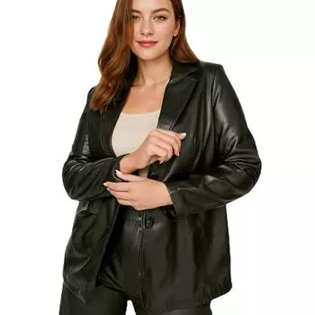VANGULL Бренд Женская Весна Осень Повседневная Кожаная Куртка Оверсайз 0XL чёрный