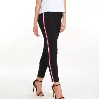 Vangull женские полосатые узкие брюки с высокой талией повседневные черные брюки-карандаш черные повседневные женские брюки S чёрный