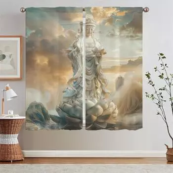 Vanishita Cover Curtain Tiebacks Sheer Curtains on Offer Free Shipping Bedroom Curtains 2 Pieces Tentacles Window Blinds Curls W50xH70cmx2pcs-CL