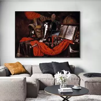 Vanitas Эверта Кольера Ретро Картина Холст Печать Настенное Искусство Плакат Оружие Книга Картина для Подарка Гостиная Домашний Декор Cuadros 21x30cm No Framed