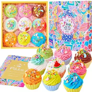 Ванна День ванны сюрприз подарок на день рождения коробка FDA ингредиенты проверены 9 кекс бомба, соли, ручная работа, подарок матери, подарок, включен, женский популярный,