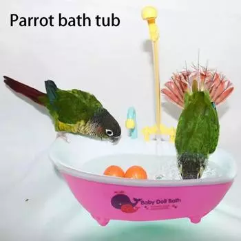 Ванна для попугаев Автоматическая ванна для домашних птиц Душевая ванна Электрическая ванна для птиц Душевая кабина-фонтан для попугаев Кореллы Попугаи Конуры Неразлучники розовый