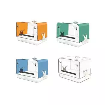 Ванна для попугаев с крючками, клетка для домашних животных, птичья ванна, домик для попугаев, акриловый домик для канареек, душевая миска для попугаев оранжевый