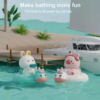 Ванна Плавание Свинка Кролик Игрушка для Малышей Заводная Цепь Купание Водная Игрушка Ванна Плавание Бассейн Кролик Свинья для Мальчиков Девочек