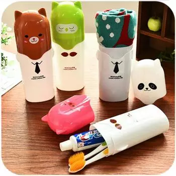 Ванна, путешествия, открытый персональный инструмент для очистки, портативный универсальный держатель для зубных щеток, зубная паста, пластиковая башня White panda