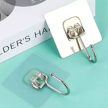 Ванна Туалет Клейкая стойка для хранения Главная Жизнь Простой Нержавеющая сталь Многофункциональный крючок для хранения Настенный крючок Вешалка Кухня Уникальный 6*6cm прозрачный