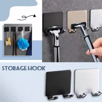 Ванная комната Алюминиевый держатель для хранения Крючок для настенного мужского бритья Полка для бритвы Бесплатная организация стойки Аксессуары One Size чёрный