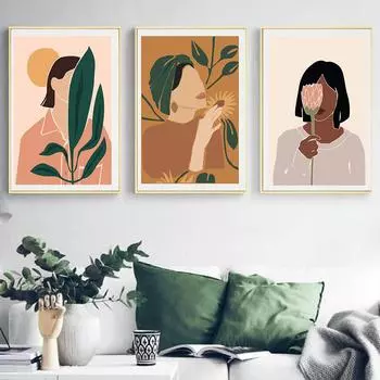 Ванная комната Девушка Абстрактная черная женщина Дейзи Африканская художественная картина маслом Плакаты на скандинавскую тему и принты Украшение гостиной 21cm30cm NoFrame