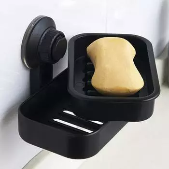 Ванная комната Душ Мыло Присоска Коробка Для Хранения Лоток Держатель Контейнер Органайзеры чёрный