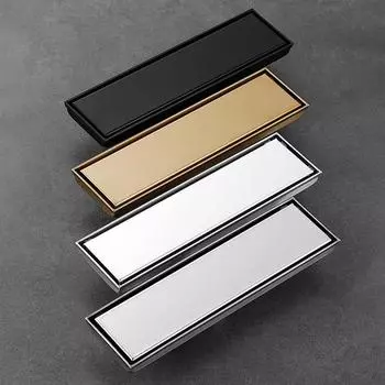 Ванная комната Душевая кабина Слив для пола Невидимая плитка Матовый золотой черный светлый 304 нержавеющая сталь Длинный линейный слив Боковые сливы для пола 8.5x20cm