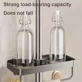 Ванная комната душевая стойка для хранения стержня для душа без сверления алюминиевый сплав гель для душа шампунь держатель для полотенец