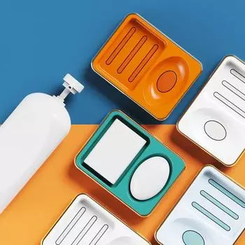 Ванная комната Двойная решетка для посуды Чехол для дома Душ Путешествия Походный держатель Контейнер Мыльница Пластиковая мыльница Диспенсер для мыла Подставка для мыла белый