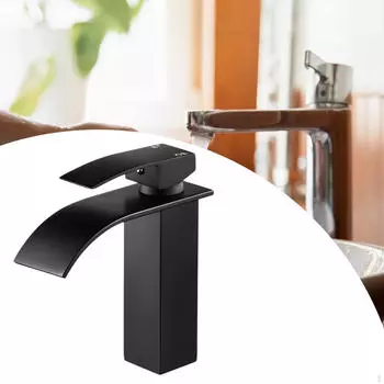 Ванная комната изогнутый кран для раковины аксессуары для умывальника однорычажный смеситель для автофургона Black 30.4cm Tall
