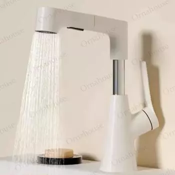 Ванная комната Кремовый воздух медный белый подъемный кран для умывальника бытовая выдвижная раковина аксессуары для ванной комнаты горячая и холодная